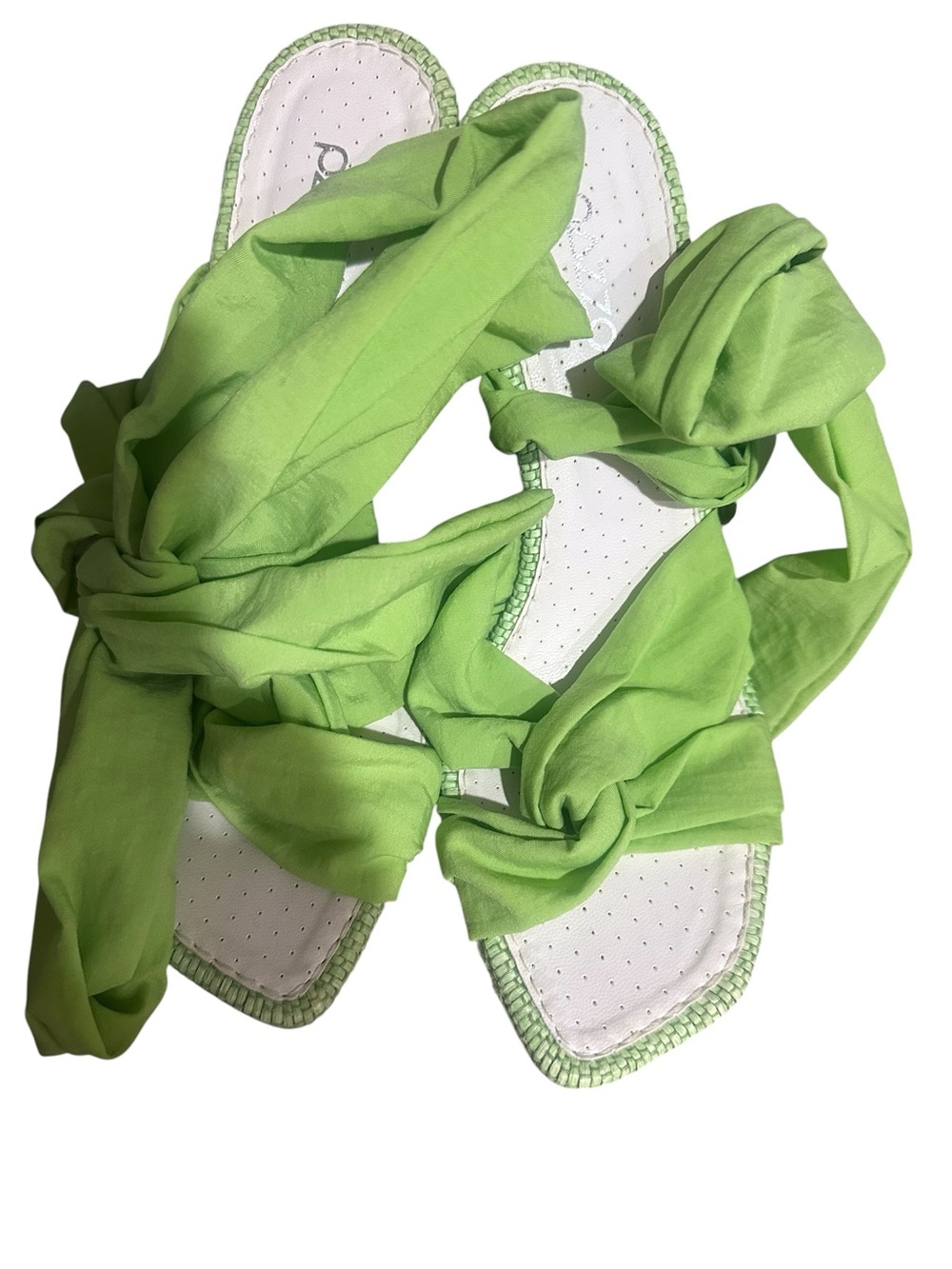 PAZZO Neon Green Textured Wrap Heels